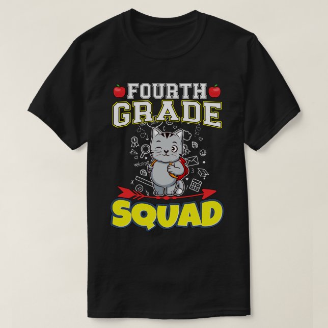 Fourth Grade Squad Funny Elementary Primary School T-Shirt (Design Front)