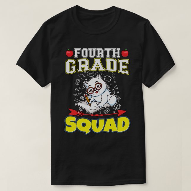 Fourth Grade Squad Funny Elementary Primary School T-Shirt (Design Front)