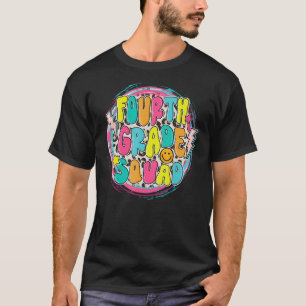 Fourth Grade Squad Rainbow 4th Grade Teacher Back T-Shirt