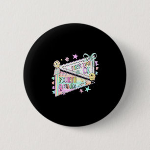 Fourth grade teacher 4th grade pennant flag back 2 inch round button
