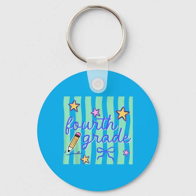 Fourth Grade Teacher 4th Grade Preppy Ed Back To Keychain (Front)