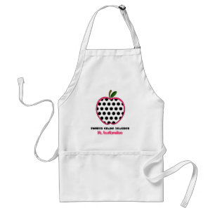 Fourth Grade Teacher Apron - Polka Dot Apple