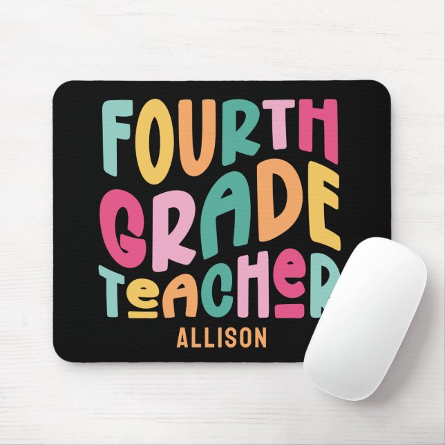 Fourth Grade Teacher Colourful Text  Mouse Pad (With Mouse)