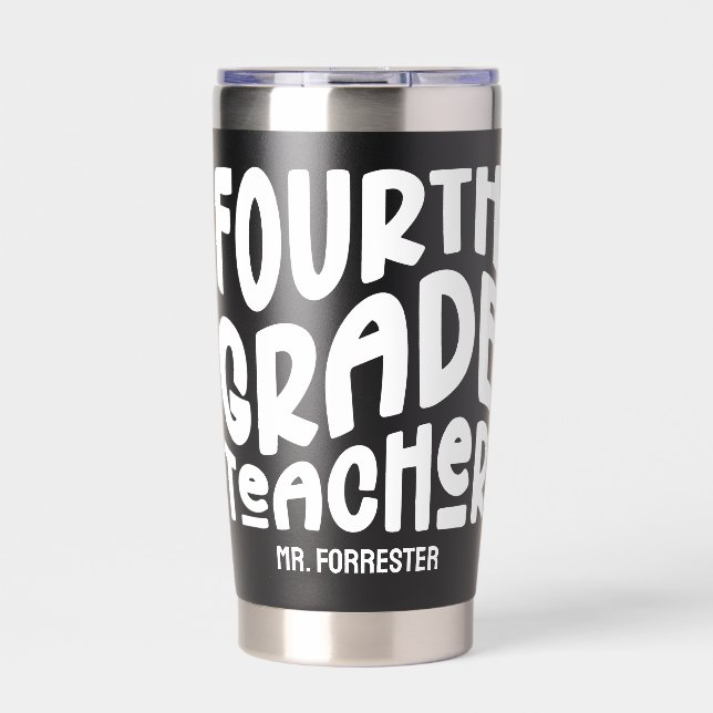 Fourth Grade Teacher Minimalist Insulated Tumbler (Front)