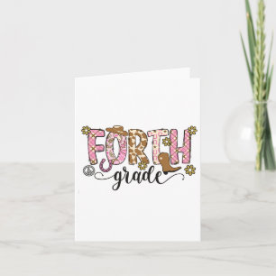 Fourth Grade Teacher Western Cowgirl Retro Back To Card