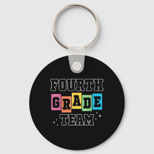Fourth Grade Team 4th Grade Vibes Retro First Day Keychain