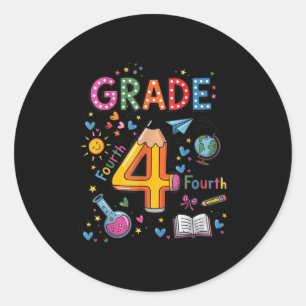 Fourth Grade Team Funny Pencil Back To School Teac Classic Round Sticker