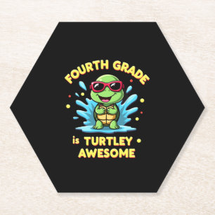 Fourth Grade Turtle-y Awesome First Day of Fourth Paper Coaster