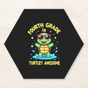 Fourth Grade Turtle-y Awesome First Day of Fourth Paper Coaster