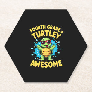 Fourth Grade Turtle-y Awesome First Day of Fourth Paper Coaster