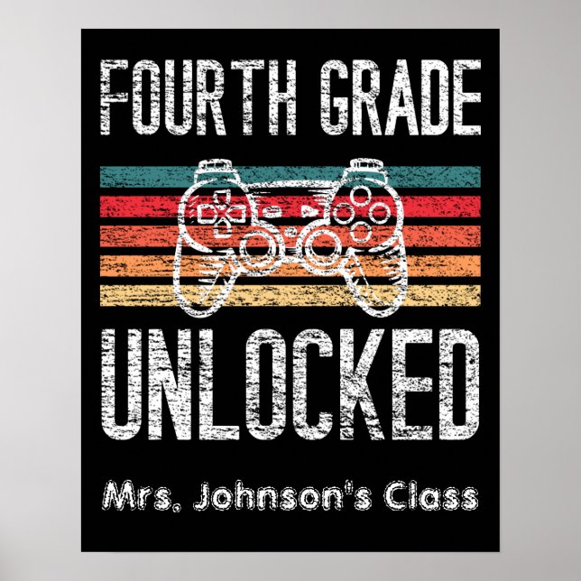 Fourth Grade Unlocked Back to School Personalized Poster (Front)