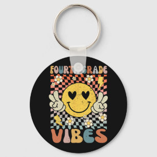 Fourth Grade Vibes 4th Grade Retro Teacher 1st Day Keychain