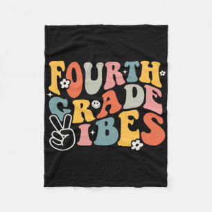 Fourth Grade Vibes - 4th Grade Team Retro 1st Day Fleece Blanket