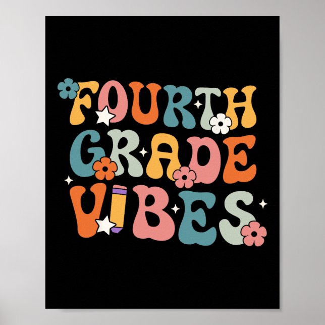 Fourth Grade Vibes Back To School Retro 4th Grade  Poster (Front)