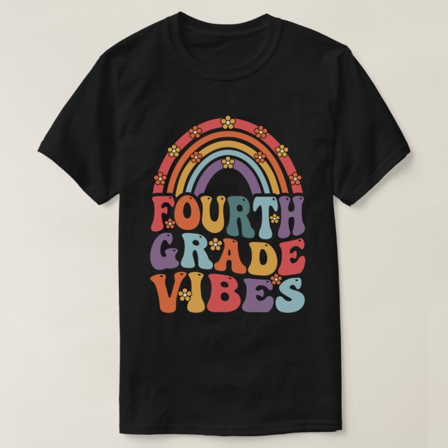 Fourth Grade Vibes Boho Rainbow Back To School T-Shirt (Design Front)