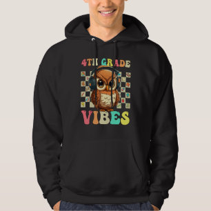 Fourth Grade Vibes Cute Owl Back To School Retro 4 Hoodie