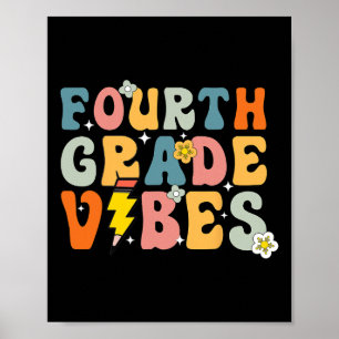 Fourth Grade Vibes Shirt 4th Retro Ck To School Ki Poster