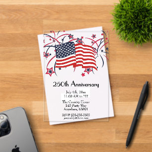 Fourth of July 250th Anniversary Memento Party Acrylic Invitations