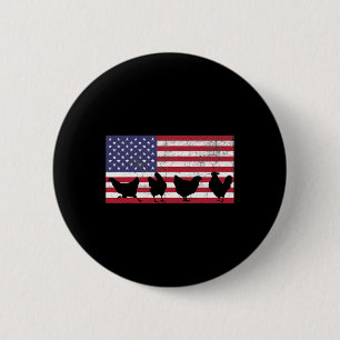Fourth Of July 4th Chicken Hen Farm American Flag 2 Inch Round Button