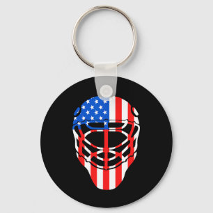 Fourth of July 4th Hockey Goalie Mask American Fla Keychain