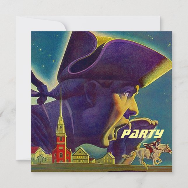 FOURTH OF JULY 4TH PAUL REVERE PARTY INVITATION (Front)