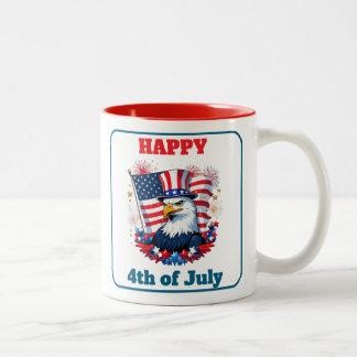 Fourth of July American Flag Fireworks Trends 2026 Two-Tone Coffee Mug