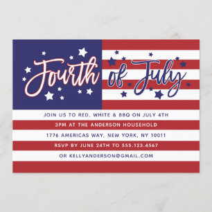 Fourth of July American Flag Party Invitation