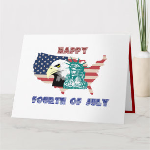Fourth of July American Freedom Eagle Illustration Card