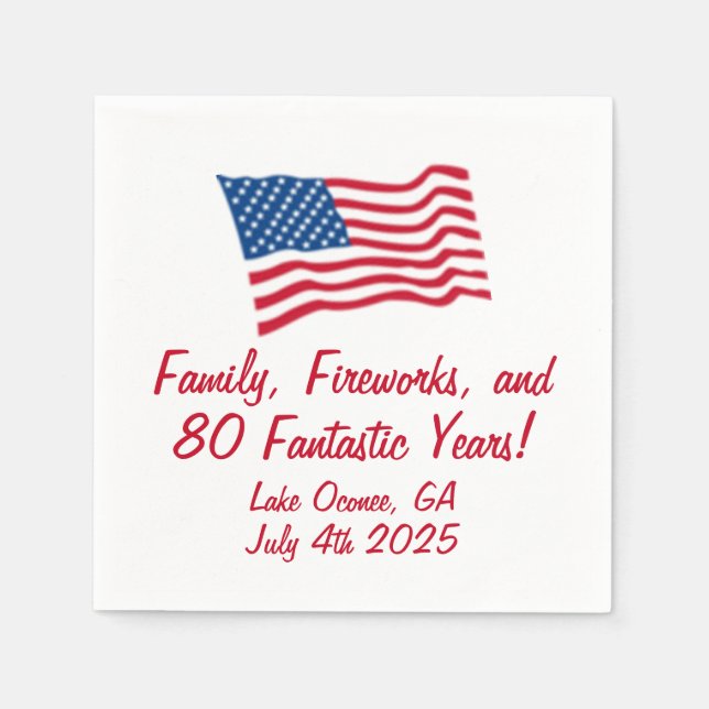 Fourth of July and Birthday Celebration - Napkin (Front)