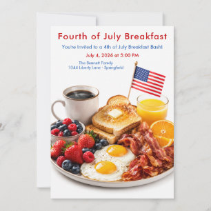 Fourth of July Breakfast - Patriotic Brunch Invitation