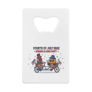 Fourth of July Burgers & Dogs Party Credit Card Bottle Opener