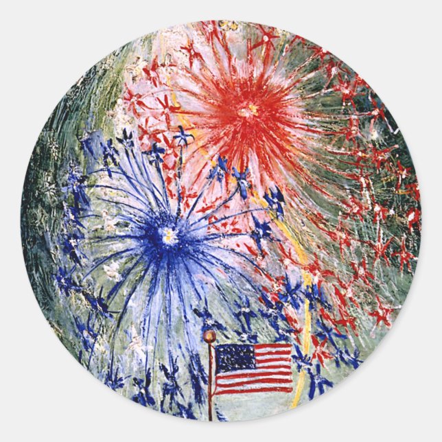 Fourth of July Celebration Classic Round Sticker (Front)
