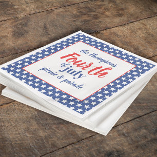 Fourth of July Cute Blue White Stars Patriotic Napkin