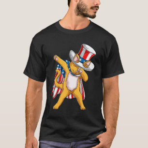 Fourth Of July Dabbing Cat Mom Dad , American Flag T-Shirt