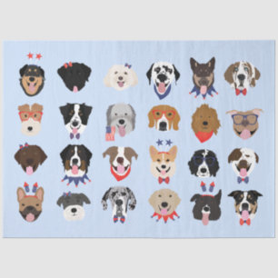 Fourth Of July Dog Faces Tissue Paper