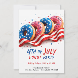 Fourth of July Doughnut Party - Patriotic Doughnut Invitation