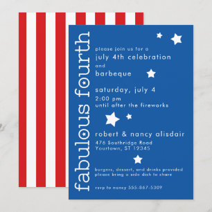 Fourth of July   Fabulous Fourth Patriotic Invitation