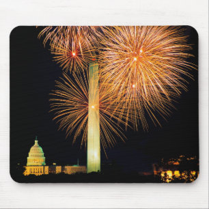 Fourth of July, Firework Display, Skyline Mouse Pad