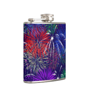 Fourth of July Fireworks  Hip Flask