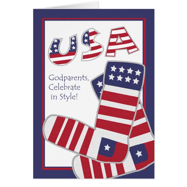 Fourth of July for Godparents, Patriotic Socks (Front)