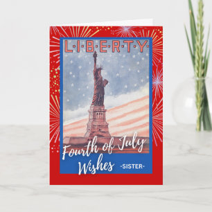 Fourth of July for Sister Retro Statue of Liberty Card