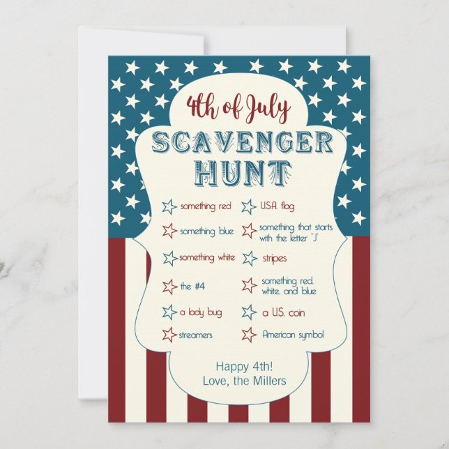 Fourth of July Game | Scavenger Hunt (Front)
