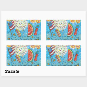 FOURTH OF JULY GANG, PARADE & FIREWORKS HOLIDAY STICKER