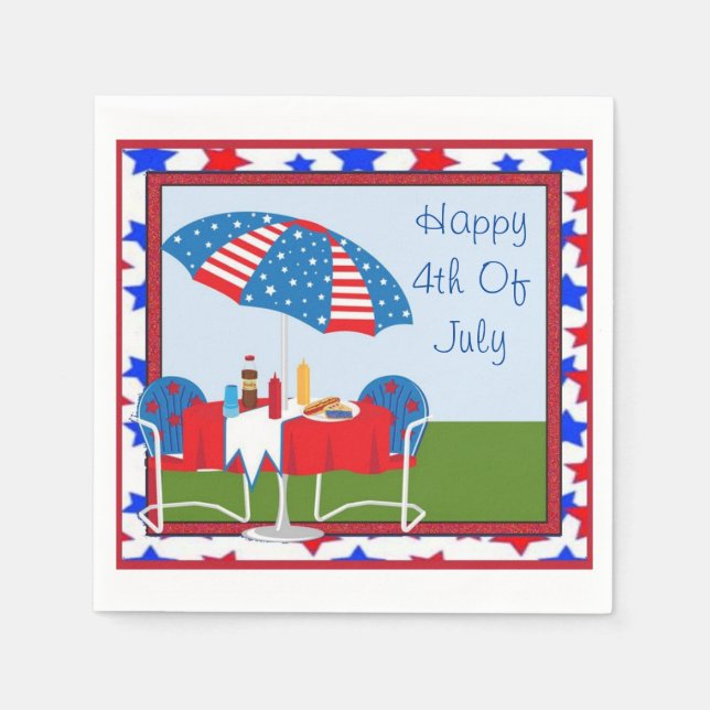 Fourth Of July Garden Party Napkins (Front)