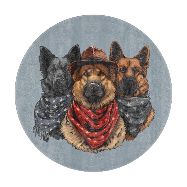 Fourth Of July German Shepherd Dogs Cutting Board (Front)