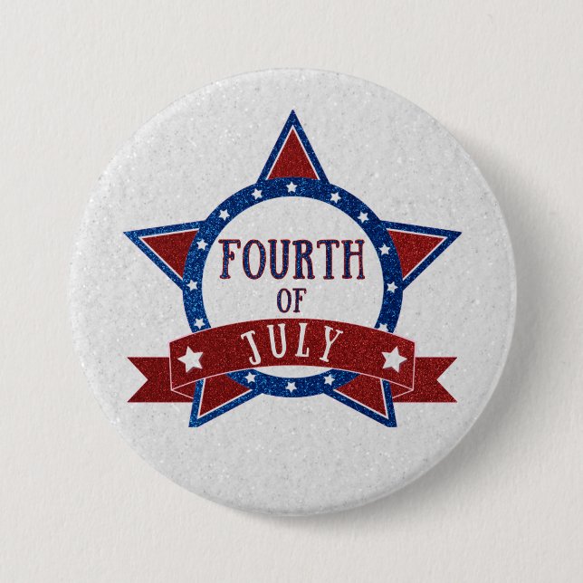 Fourth Of July Glitter 3 Inch Round Button (Front)