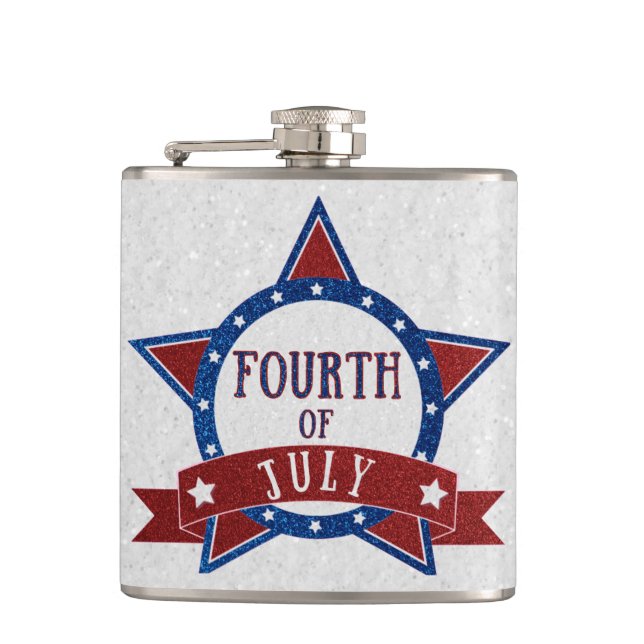 Fourth Of July Glitter Hip Flask (Front)