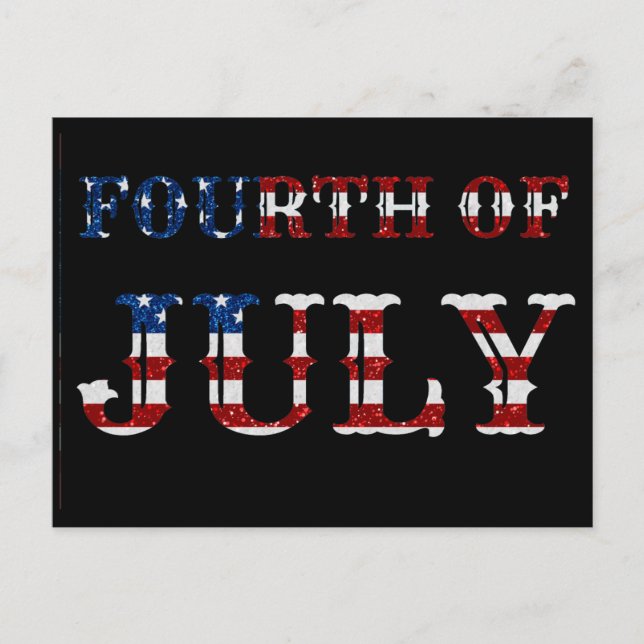 Fourth Of July Glitter Postcard (Front)