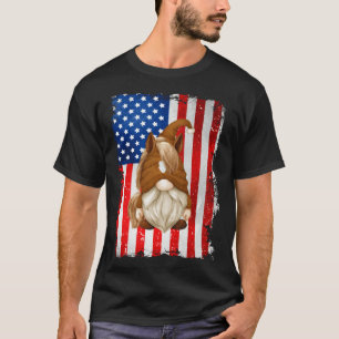 Fourth Of July Gnome Graphic Patriotic Horse Ameri T-Shirt