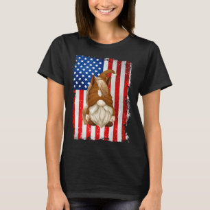 Fourth Of July Gnome Graphic Patriotic Horse Ameri T-Shirt